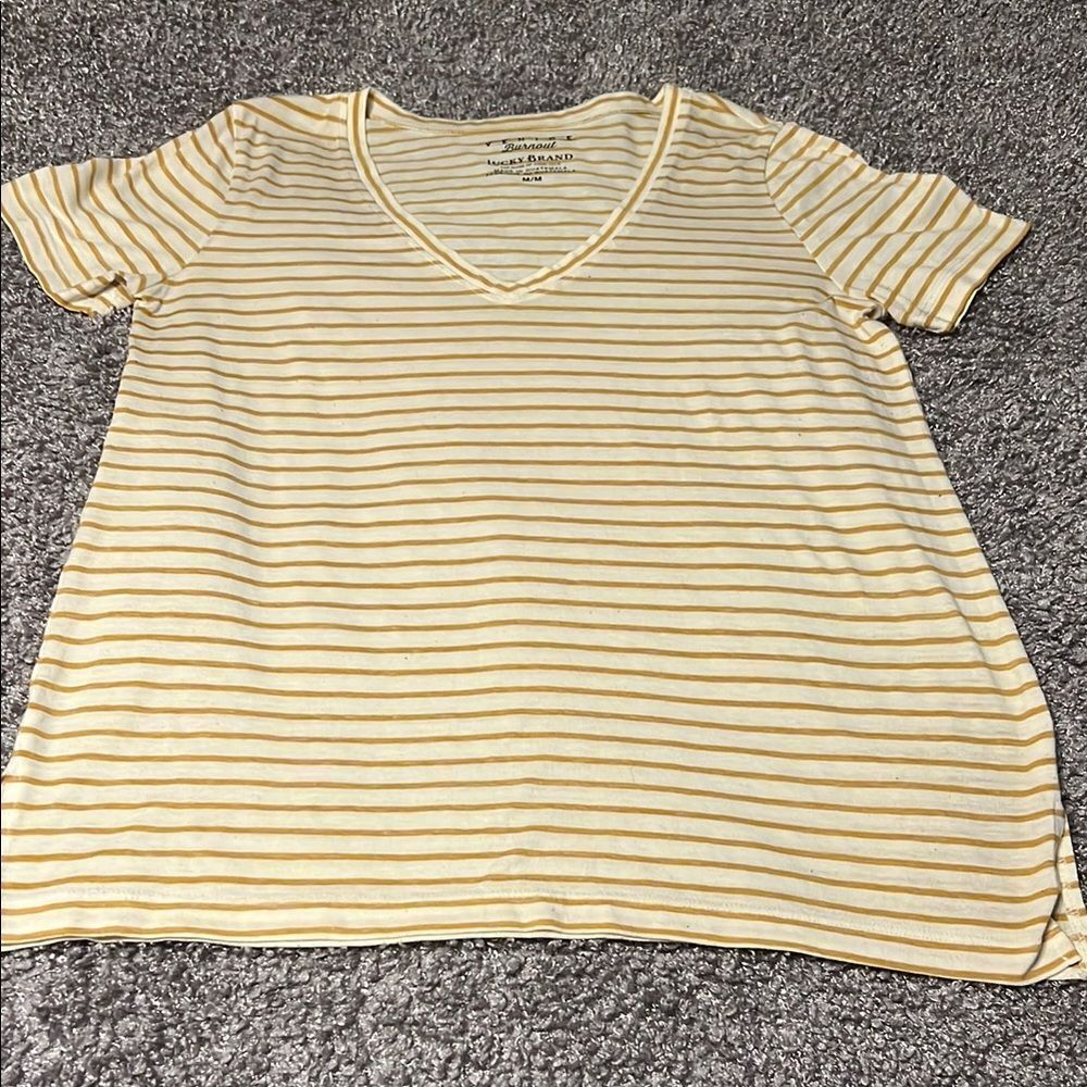 Women's Striped V-Neck Top - Yellow